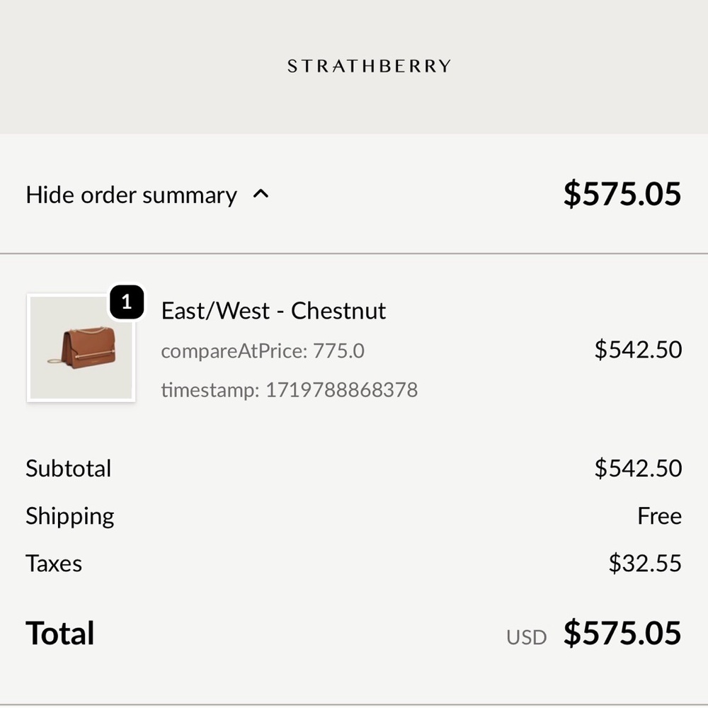 Strathberry east/west crossbody bag Chestnut color - Picture 9 of 10